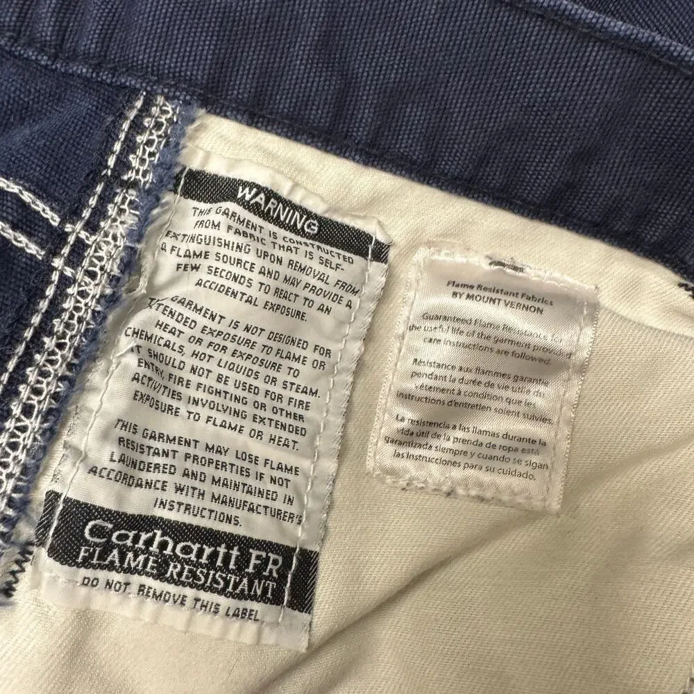 Carhartt FR Pants Mens 40x32 (40x31 ACTUAL) Blue Flame Resistant Canvas Work‎